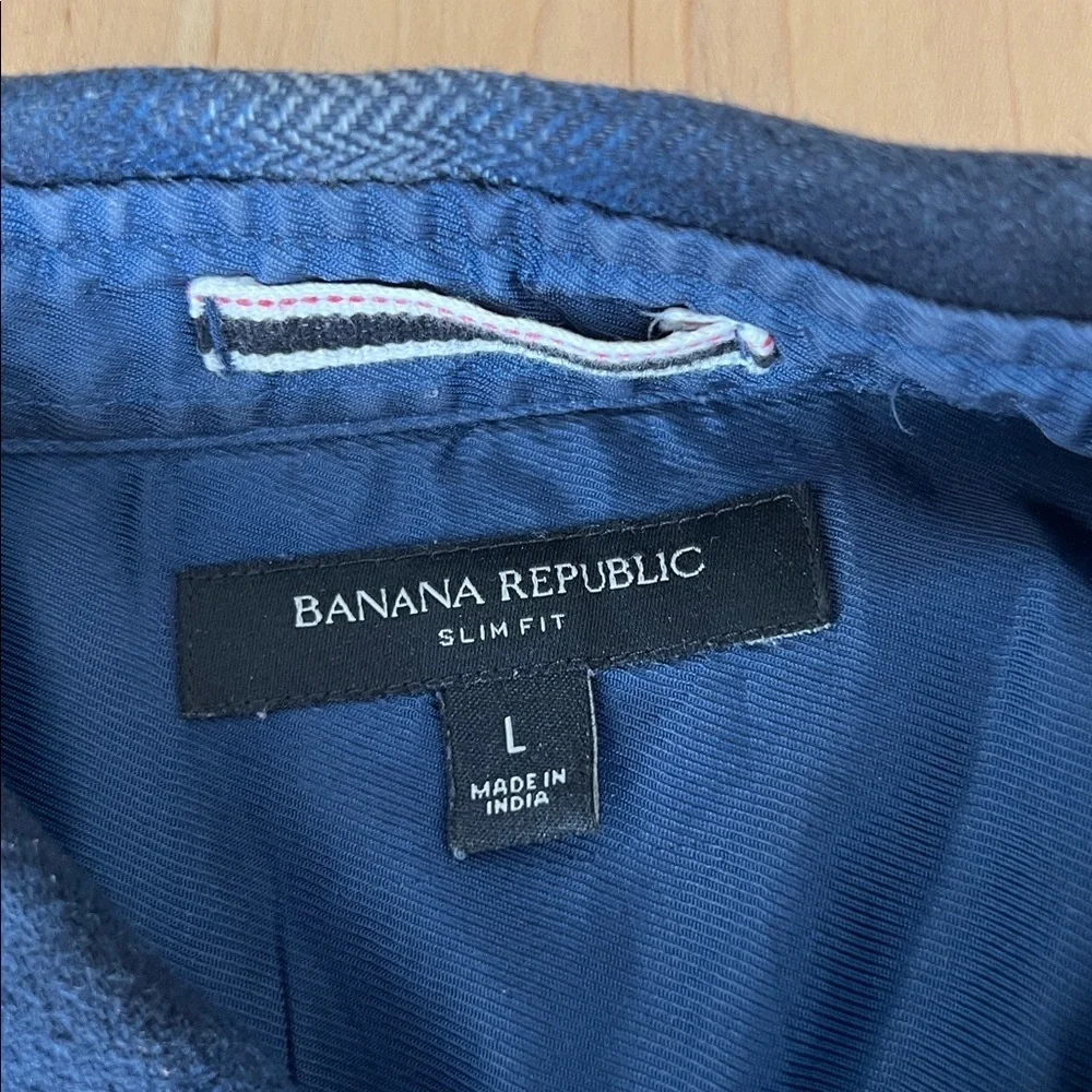 Banana Republic Navy and Light Blue Plaid Shirt
